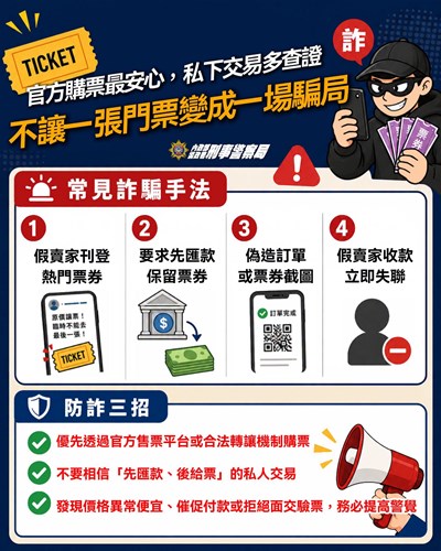 官方購票最安心， 私下交易多查證